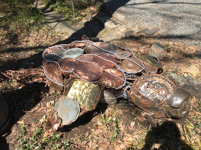 “The Leatherback Turtle” Delivered 3/23/19 to Hank Prensky (shown with sculpture) of Takoma Park.