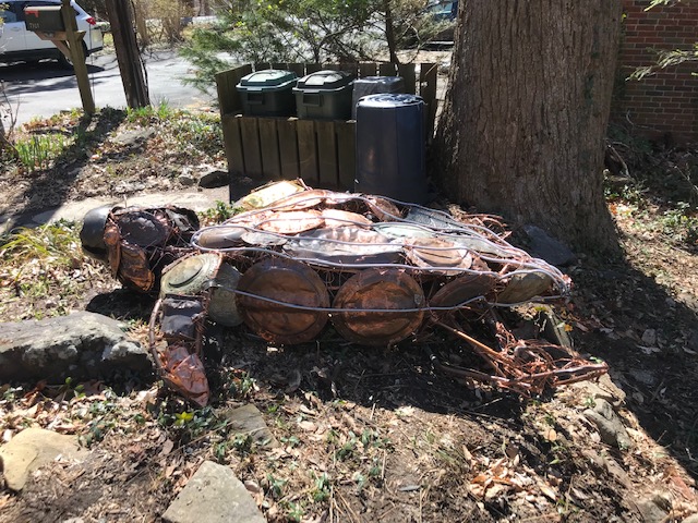 “The Leatherback Turtle” Delivered 3/23/19 to Hank Prensky (shown with sculpture) of Takoma Park.